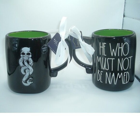 NWT RAE DUNN Harry Potter HE WHO MUST NOT BE NAMED Black Snake DBL SIDE Mug NEW - Picture 1 of 2